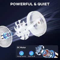 HOMCOM Pedestal Fan with Oscillating, Tilt, Adjustable Height, White(m-4)