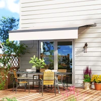 Outsunny Toldo Retrátil Manual para Jardim Ajustável com Manivela Proteção UV Estrutura de Metal e Alumínio 295x200 cm Creme(m-2)