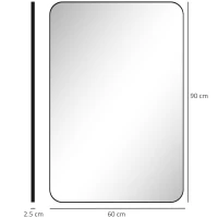 HOMCOM 90 x 60cm Curved Bathroom Mirror - Black(m-3)