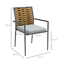 Outsunny Gartenstühle Outdoor-Stühle Terrassenstühle, wetterbeständig, modernes Design, 57 x 58 x 87cm, Grau(m-3)