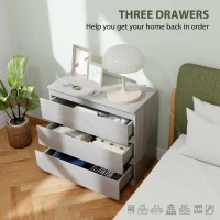 HOMCOM Chest of Three Drawers - Grey Wood Effect(m-5)