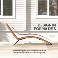 Outsunny Șezlong în Formă de S cu Șezut Împletit din Frânghie de Ratan și Spătar Înalt, 176x58x82 cm, Bej(m-4)