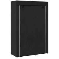 HOMCOM Armario de Tela Plegable Ropero Portátil con 6 Estantes y 1 Barra de Colgar para Dormitorio 103x43x162,5cm Negro(m-1)