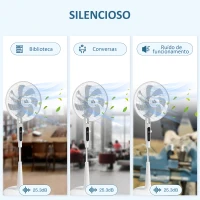HOMCOM Ventoinha de Pé Ajustável em Altura com 7 Pás 28 Velocidades Oscilação de 75° Temporizador e Repelente de Mosquitos Branco(m-4)