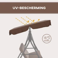 Outsunny Hollywoodschommel Tuinschommel 3-Zitter, weerbestendig, verstelbaar dak, 172 x 110 x 153, Bruin(m-4)