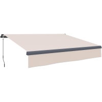 Outsunny Toldo Retrátil Manual para Jardim Ajustável com Manivela Proteção UV Estrutura de Metal e Alumínio 295x200 cm Creme