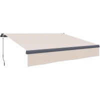 Outsunny Toldo Retrátil Manual para Jardim Ajustável com Manivela Proteção UV Estrutura de Metal e Alumínio 295x200 cm Creme(m-1)