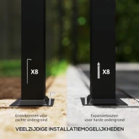 Outsunny 3 x 3 m Tuin-Pergola met Verstelbaar Dak, Metalen Frame, UPF30+ Bescherming, Zonnedak voor Veranda, Terras, Donkergrijs(m-7)
