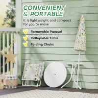 AIYAPLAY Set de Mobilier de Grădină din 4 Piese cu Masă, Scaune și Umbrelă de Soare Reglabilă, 50xΦ49,5 cm, Verde(m-6)