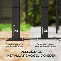 Outsunny 3 x 3 m Tuin-Pergola met Verstelbaar Dak, Metalen Frame, UPF30+ Bescherming, Zonnedak voor Veranda, Terras, Donkergrijs(m-5)