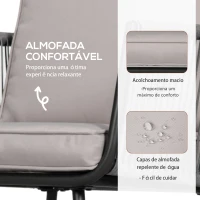 Outsunny Conjunto de Móveis de Jardim de Vime 3 Peças Incluí 1 Mesa de Centro e 2 Poltronas com Almofadas Acolchoadas Cinzento(m-5)