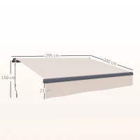 Outsunny Toldo Retrátil Manual para Jardim Ajustável com Manivela Proteção UV Estrutura de Metal e Alumínio 295x200 cm Creme(m-3)