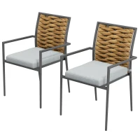 Outsunny Gartenstühle Outdoor-Stühle Terrassenstühle, wetterbeständig, modernes Design, 57 x 58 x 87cm, Grau(m-1)