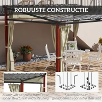 Outsunny Verstelbare Tuinprieel, Weerbestendig, Inclusief Bevestigingsmateriaal, Beige(m-7)