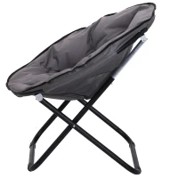 Outsunny Campingstuhl Faltbar Campingsessel mit Lehne, Klappstuhl bis 120kg, gepolstert Moonchair Extra Breit, Faltsessel Outdoor Stuhl für Garten, Balkon, Camping, Grau(m-11)