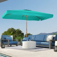 Outsunny Umbrela de Gradina inclinabila cu Deschidere cu Manivela si Orificiu de Aerisire, 300x200x235 cm, Turcoaz(m-8)