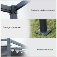 Outsunny Pergola, Robuuste Zonwering voor Tuin, Balkon, Terras, van Metaal en Kunststof, UV- en Waterbestendig, Donkergrijs(m-6)