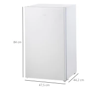 HOMCOM Mini Nevera Silenciosa 91 L Clase E, Frigorífico Pequeño, Nevera Pequeña Bajo Encimera con Temperatura Regulable 5 Niveles, Puerta Reversible, Estantes Ajustables, Blanco(m-3)