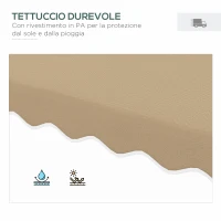 Outsunny Ombrellone a Sbalzo con Doppio Tetto, Apertura a Manovella e Base a Croce, 2.5x2.5m, Cachi(m-5)
