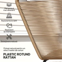 Outsunny Șezlong în Formă de S cu Șezut Împletit din Frânghie de Ratan și Spătar Înalt, 176x58x82 cm, Bej(m-6)