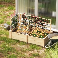 Outsunny Jardinieră Înălțată din Lemn cu 3 Suporturi pentru Plante, 119x62,5x64 cm, Natural(m-9)