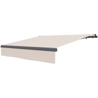 Outsunny Toldo Retrátil Manual para Jardim Ajustável com Manivela Proteção UV Estrutura de Metal e Alumínio 295x200 cm Creme(m-11)
