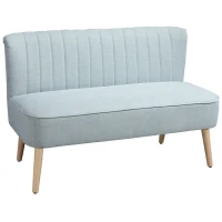 HOMCOM Canapea cu 2 Locuri din Material Textil fără Brațe, Canapea  cu Picioare din Lemn, 117x56,5x77 cm, Verde(m-13)