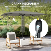 Outsunny 3x2m Patio Parasol Garden Umbrellas Canopy with Aluminium Tilt Crank Rectangular Sun Shade Steel, Light Grey(m-5)