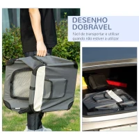 PawHut Transportadora para Cães e Gatos Bolsa de Transporte Animais de Estimação Dobrável com Almofada Suave 60x41x41cm Cinzento(m-6)