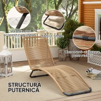 Outsunny Șezlong în Formă de S cu Șezut Împletit din Frânghie de Ratan și Spătar Înalt, 176x58x82 cm, Bej(m-7)