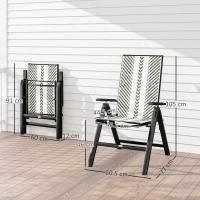 Outsunny Set of Two Rattan Reclining Garden Chairs - Grey(m-3)