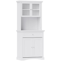 HOMCOM Alacena de Cocina con 1 Cajón 4 Puertas y Estantes Ajustables Carga 50 kg Mueble de Cocina 79x40x180 cm Blanco