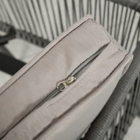 Outsunny Conjunto de Móveis de Jardim de Vime 3 Peças Incluí 1 Mesa de Centro e 2 Poltronas com Almofadas Acolchoadas Cinzento(m-9)