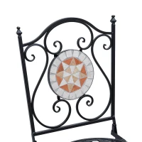 Outsunny Conjunto de 2 Cadeiras Dobráveis de Jardim Cadeiras com Mosaico Carga Máxima 120 kg 50x40x94,5 cm Preto(m-9)