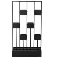 Outsunny Pflanzkasten-Kombination, modulares Design, Standrahmen, Naturholz, schwarz, 90 x 45 x 170 cm(m-11)