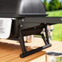 Outsunny Barbecue a Gás com 2 Queimadores de Aço Inoxidável 3 KW Prateleiras Laterais Bandeja e Termómetro 101x48x41 cm Preto(m-9)