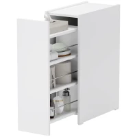HOMCOM Mobiletto Bagno Salvaspazio a 3 Livelli con Binari Scorrevoli, in Legno, 47x25x66.5 cm, Bianco(m-10)