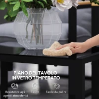 Outsunny Set da Giardino 4 Pezzi con 2 Sedie, Divanetto 2 Posti e Tavolino, in Acciaio e Poliestere Grigio Chiaro e Nero(m-7)