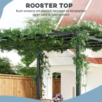 Outsunny Tuinpaviljoen 3x3, Rozenpaviljoen Buiten, weerbestendig(m-5)