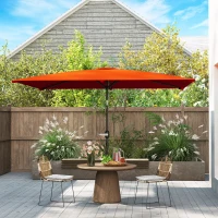Outsunny 3x2m Patio Parasol Garden Umbrellas Canopy with Aluminium Tilt Crank Rectangular Sun Shade Steel, Orange(m-2)
