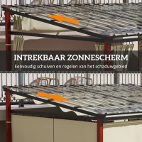 Outsunny Verstelbare Tuinprieel, Weerbestendig, Inclusief Bevestigingsmateriaal, Beige(m-4)