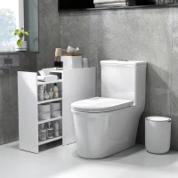 HOMCOM Mobiletto Bagno Salvaspazio a 3 Livelli con Binari Scorrevoli, in Legno, 47x25x66.5 cm, Bianco(m-6)