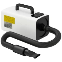 PawHut Secador para Animais de Estimação 2200 W Velocidade e Temperatura Ajustáveis 3 Bicos Ecrã Digital  34x16x25 cm Branco(m-11)