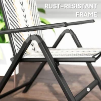 Outsunny Set of Two Rattan Reclining Garden Chairs - Multicolour(m-8)