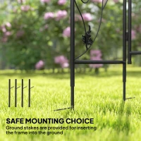 Outsunny Arc de Grădină cu Poartă și Grilaj pentru Plante Cățărătoare, 2,2x1 m, Negru(m-6)