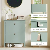 HOMCOM Modern Two-Drawer Shoe Cabinet - Green(m-7)