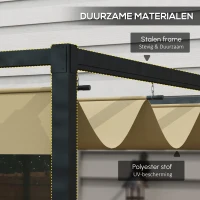 Outsunny Pergola, Robuuste Zonwering voor Tuin, Balkon, Terras, van Metaal en Kunststof, UV- en Waterafstotend, Khaki(m-4)