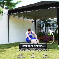 Outsunny 3 x 3cm Adjustable Height Pop-Up Gazebo, with Bag - Black(m-6)