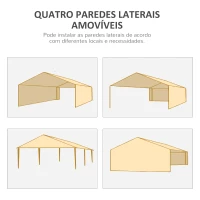 Outsunny Tenda para Festas com Paredes Laterais Removíveis 4 Janelas Transparentes 585x295x255 cm Branco(m-4)