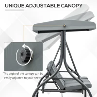 Outsunny 3 Seater Canopy Swing Chair, 2 in 1 Garden Swing Seat Bed, with Adjustable Canopy and Metal Frame, Dark Grey(m-4)